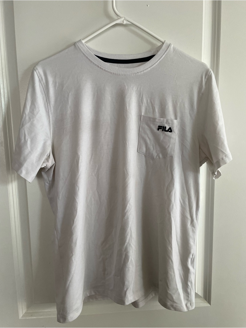 FILA  unisex White Pocket Logo Crew T-Shirt